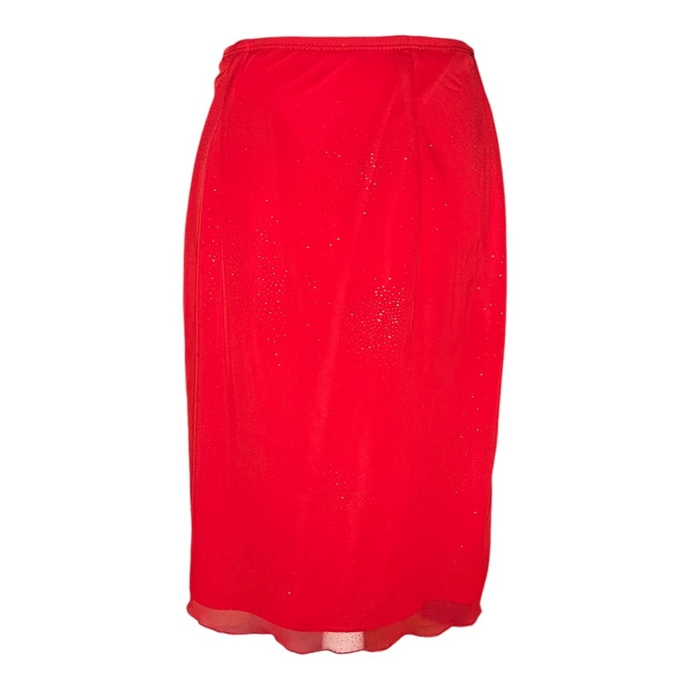 red y2k sparkly midi skirt medium